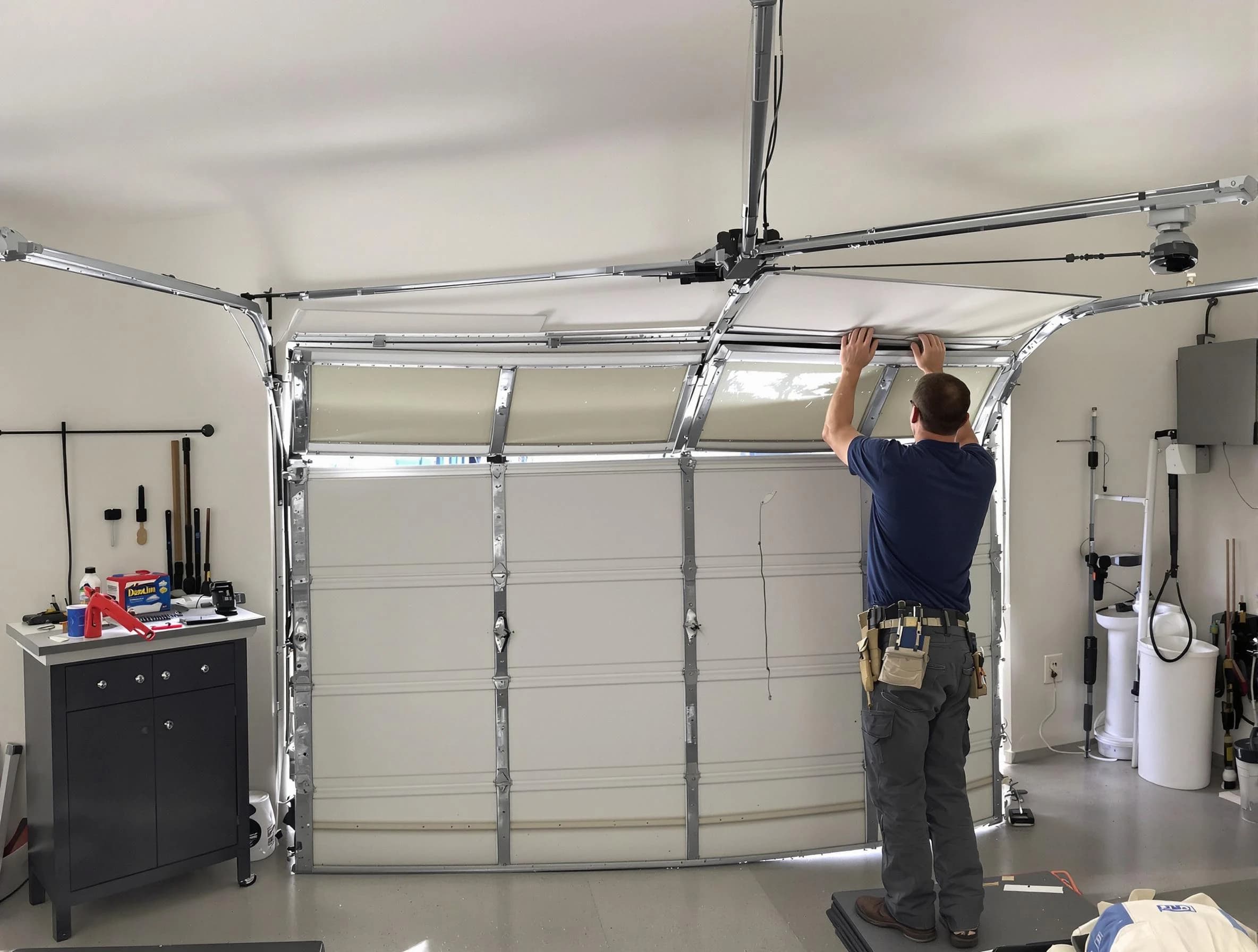 Midvale Garage Door Repair specialist performing precise section replacement on Midvale garage door