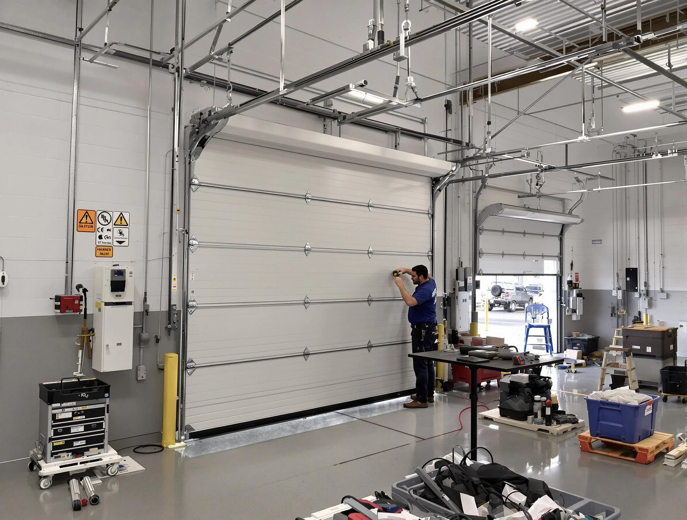 Commercial garage door repair being performed by Midvale Garage Door Repair expert in Midvale