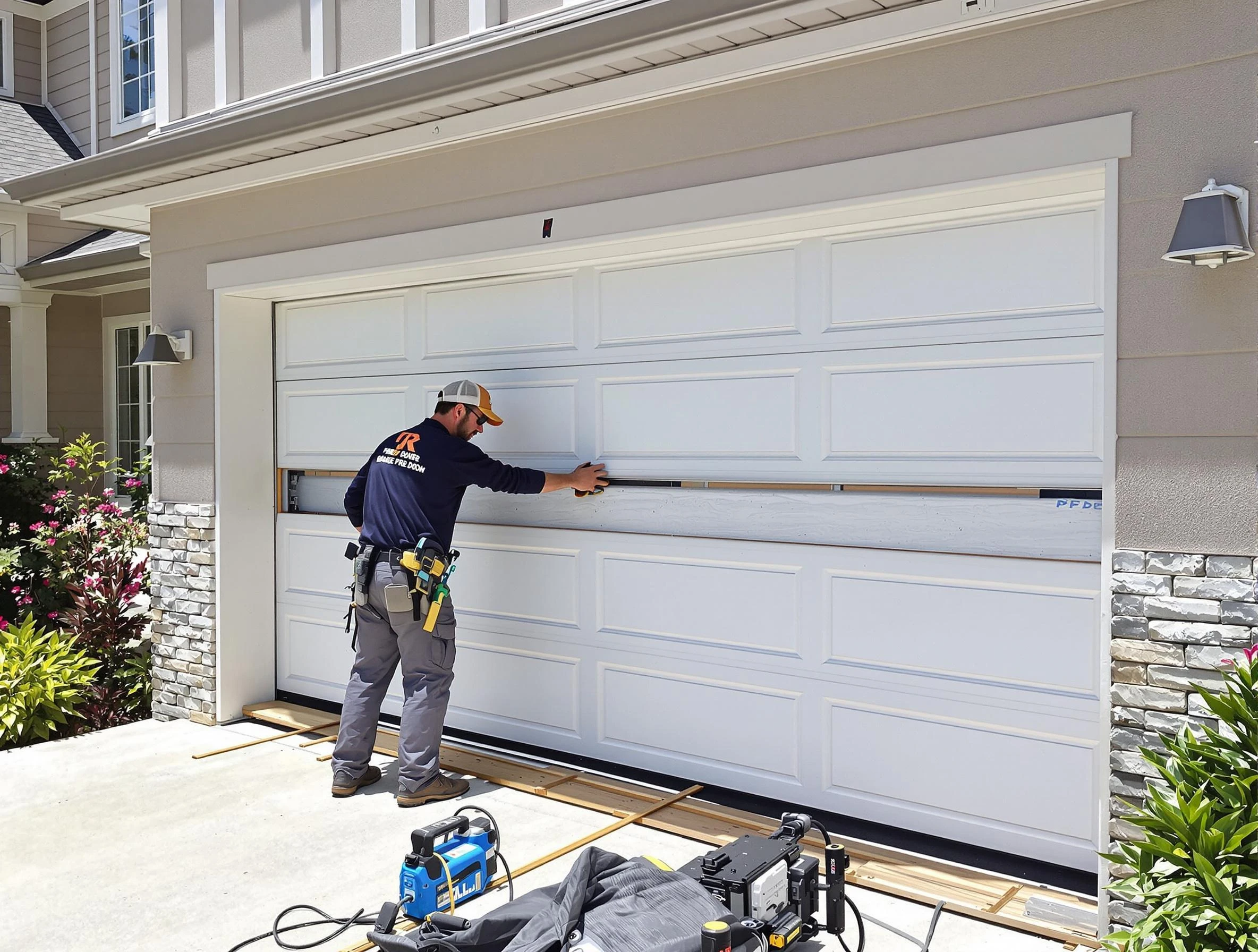 Midvale Garage Door Repair team performing complete garage door replacement at Midvale residence