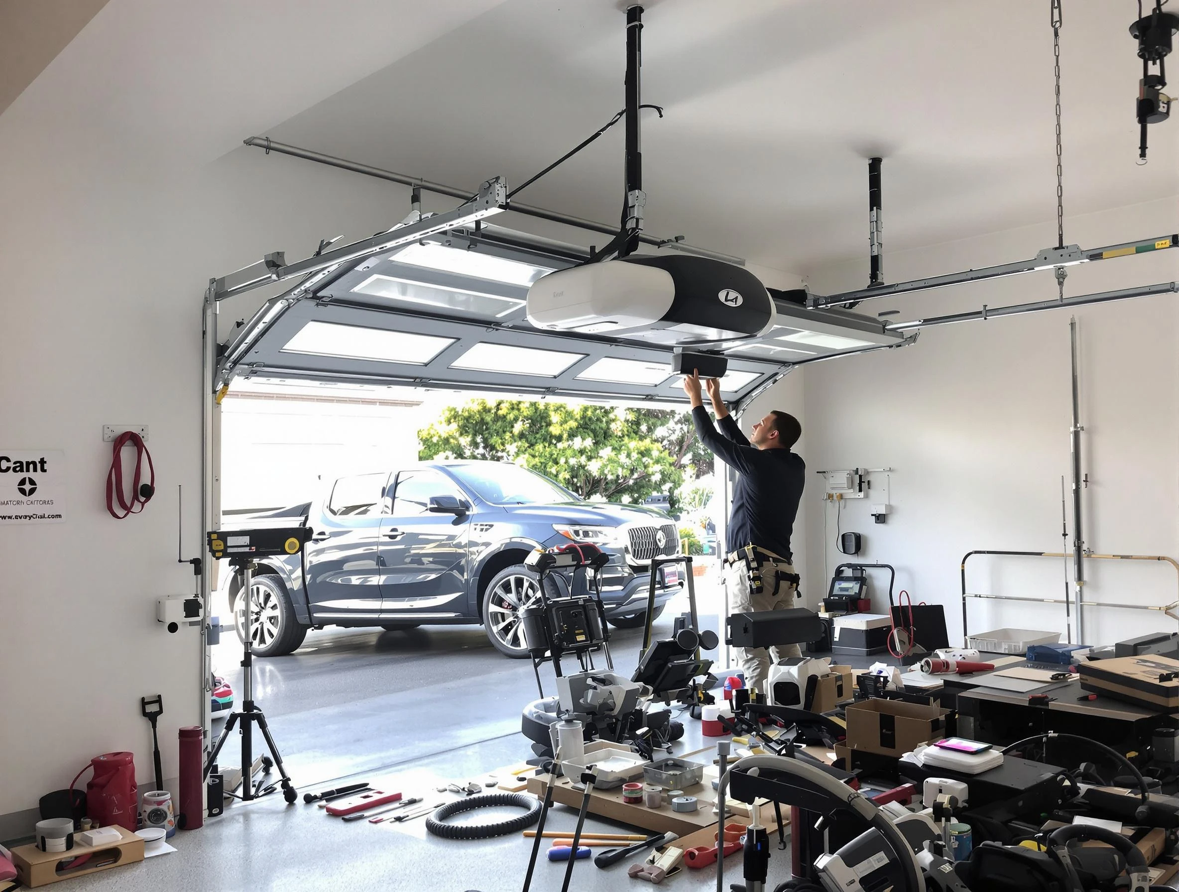 Midvale Garage Door Repair specialist installing smart garage door opener system in Midvale home