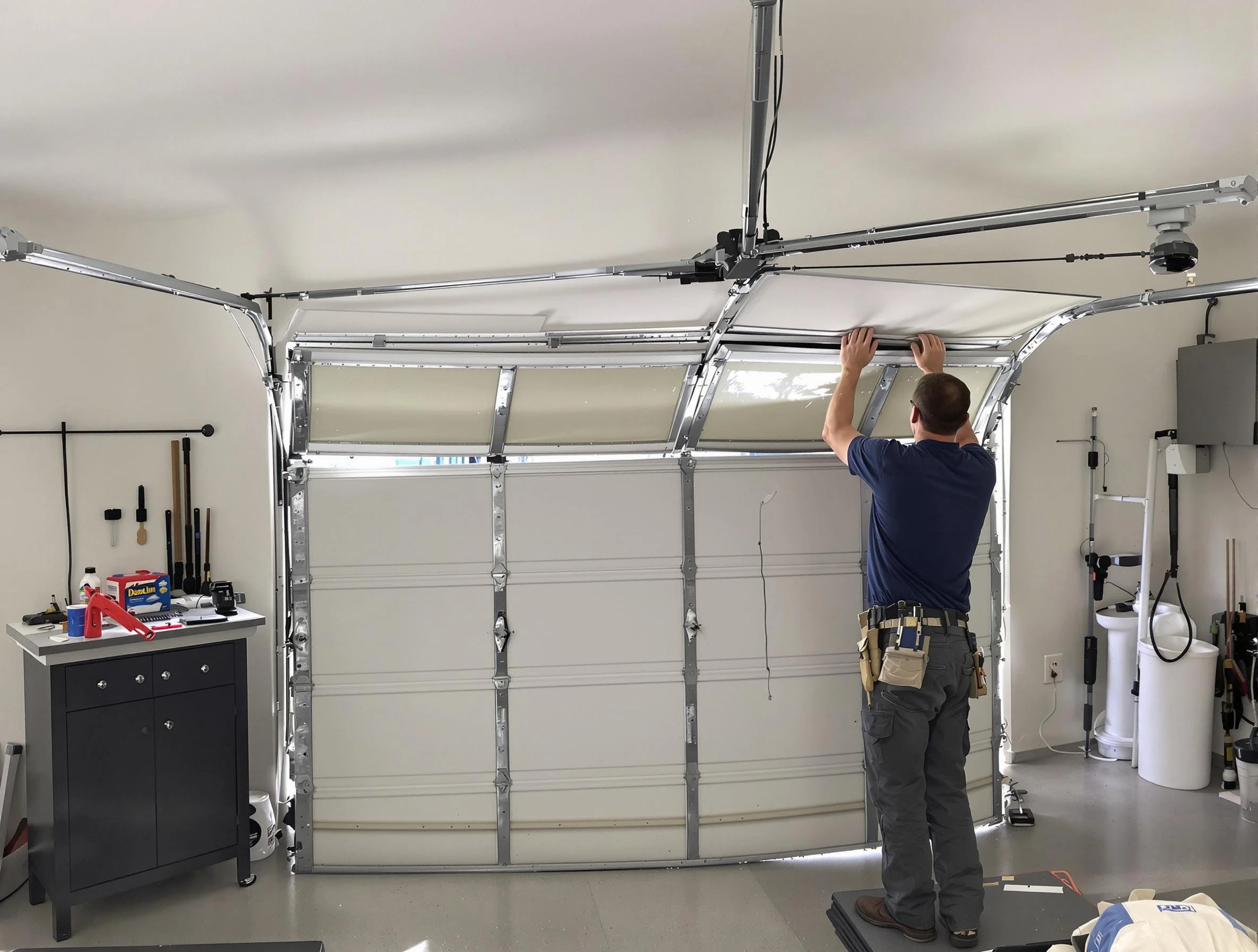 Midvale Garage Door Repair specialist performing precise section replacement on Midvale garage door